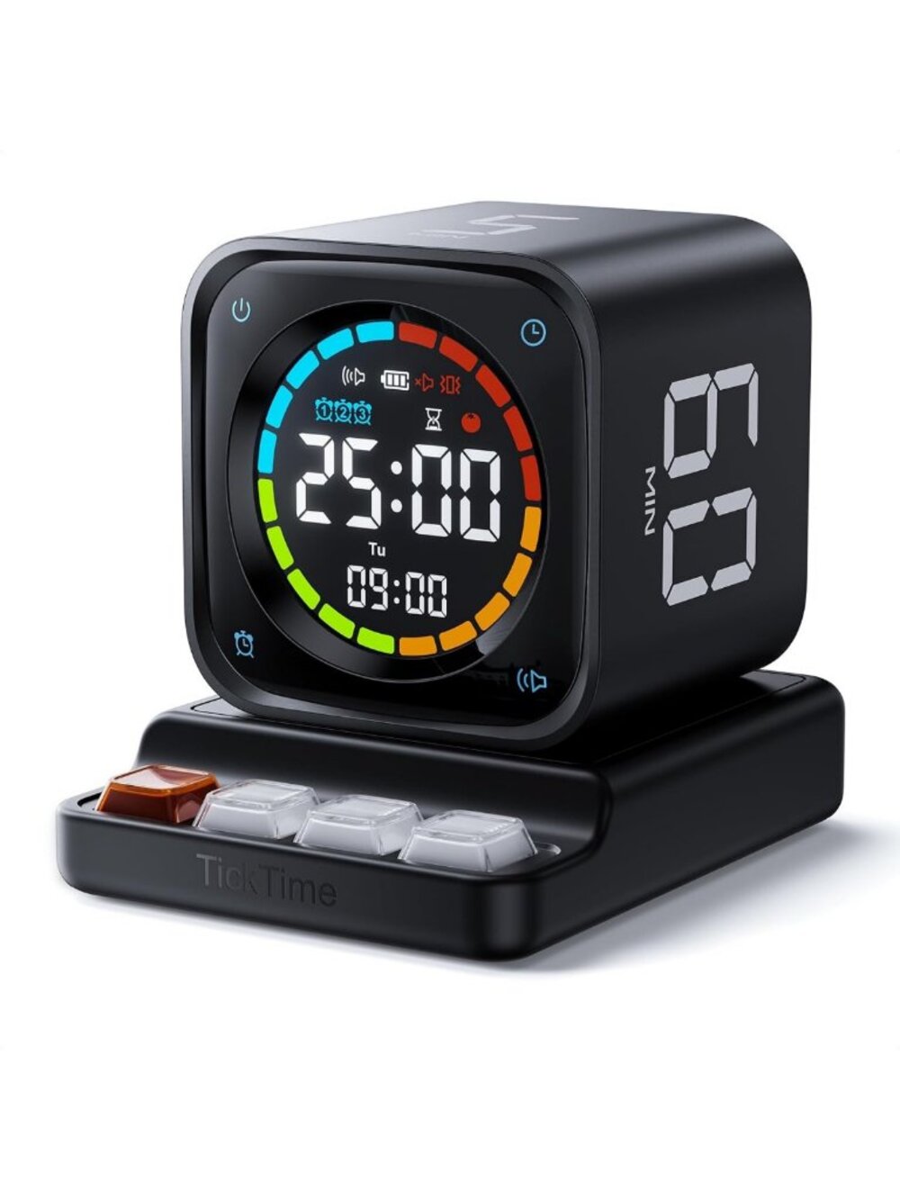 Pomodoro Timer Cube for Productivity | Custom Countdown, Silent Alarm, Stopwatch